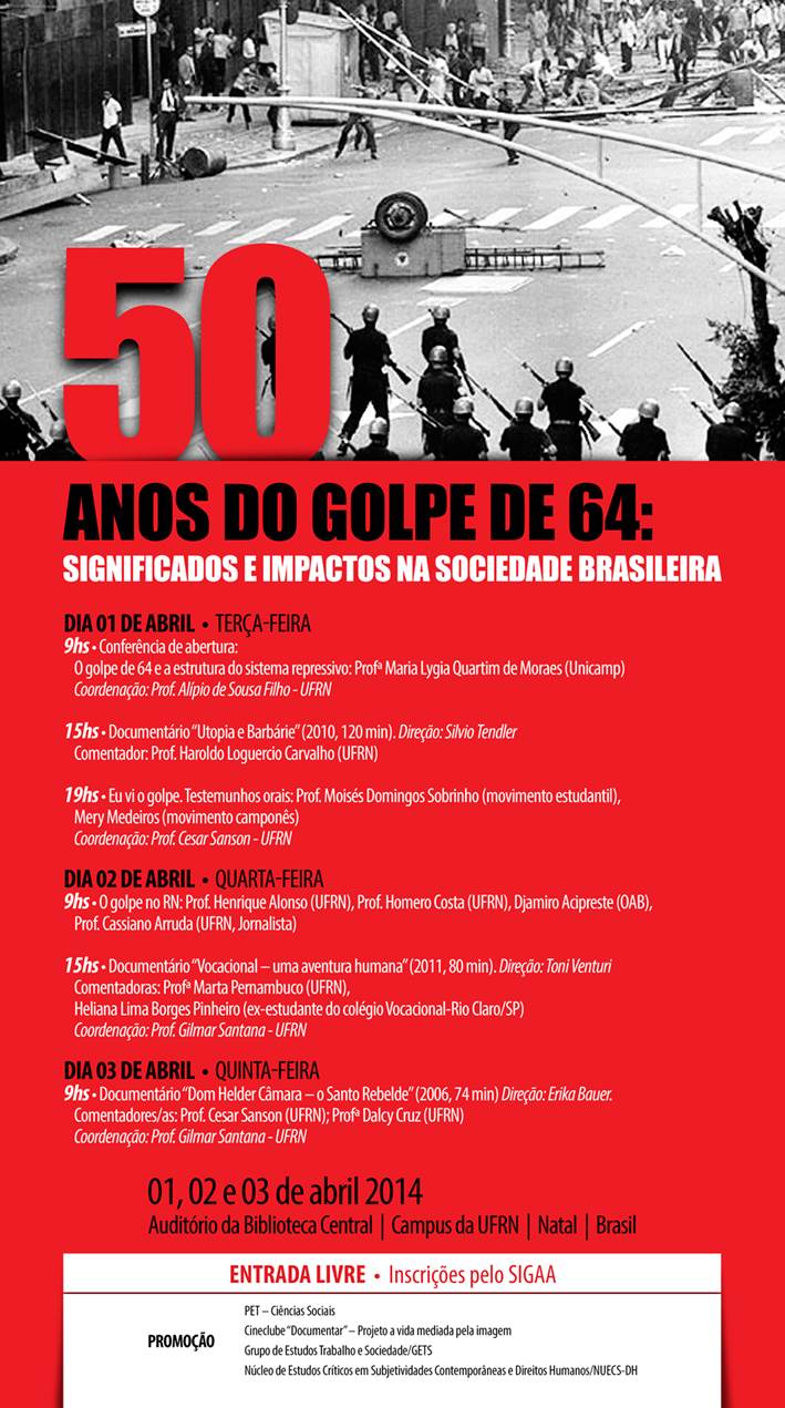 Evento: “50 anos do golpe de 64: significados e impactos na sociedade brasileira”